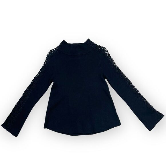 Anthropologie Knitted & Knotted Crochet Trim Mock Neck Sweater - Picture 4 of 12